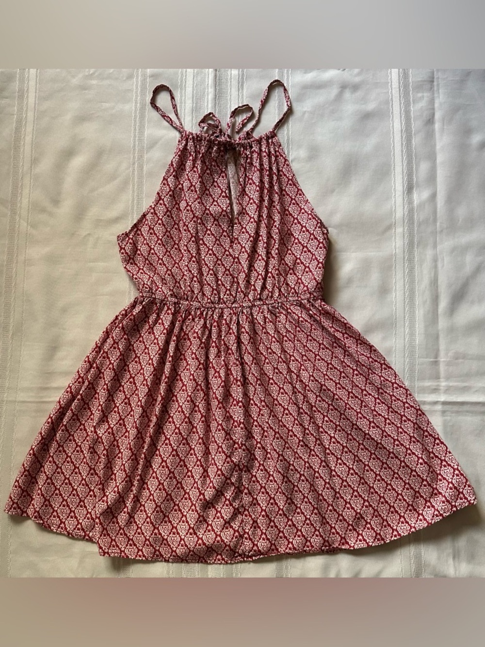 Lulus Red Geo-Print Halter Mini Dress - Picture 7 of 12